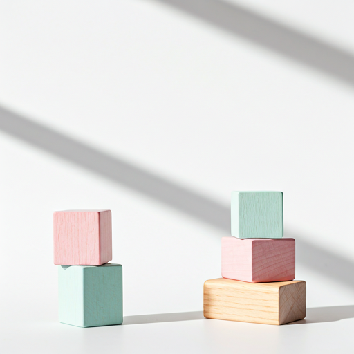 деревянные блоки в пастельных цветах